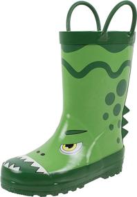 img 4 attached to 🦕 Rubber Dinosaur Waterproof Boys' Boots in Rainbow Daze