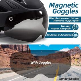 img 1 attached to 🚲 Advanced EASTINEAR Adults Bike Helmet: Magnetic Goggle, USB Rechargeable Taillight for Men & Women - Mountain & Road Cycling Helmet with Magnetic Shield