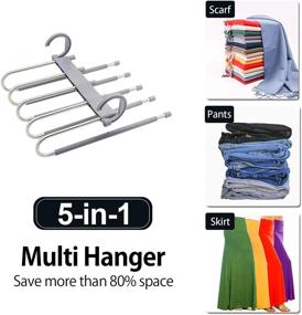 img 2 attached to 👖 Hong Feng Multi-functional Pants Hangers: 5-Layer Non-Slip Space-Saving Organizer for Pants, Jeans, Trousers, Skirts, Scarf - Grey (2 Pcs)