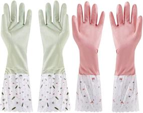 img 4 attached to Animusphere Dishwashing Gloves Green Pink 2Pairs