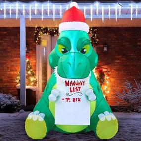img 4 attached to Joiedomi 5 FT Long Sitting Dinosaur Inflatable with Built-in LEDs: Perfect Winter Decor for Xmas Party, Indoor and Outdoor Use!