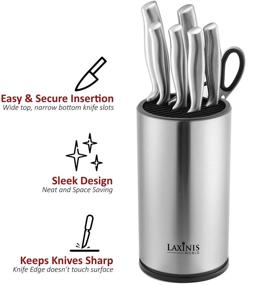 img 2 attached to Laxinis World Stainless Steel Round Knife Block with Scissors-Slot - Counter-top Storage for 12 Knives up to 8.5" Blades (9" by 4.5", knives not included)