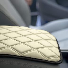 img 1 attached to 🚗 FH Group FH1053-BEIGEDM Neosupreme Diamond Pattern Console Pad: Waterproof Cover for Seat Box Protection in Cars, Trucks and SUVs