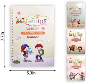 img 2 attached to 📚 Enhance Children's Handwriting Skills with 4pcs Magic Practice Copybook Set - Reusable English Alphabet, Number, Math, and Drawing Tracing Books, including Pen and Pen Holder (Style2)