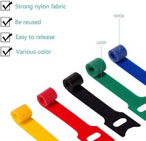 img 2 attached to 🔗 100 PCS Reusable Fastening Cable Ties - Microfiber Cloth 6-Inch Hook and Loop Cord Ties for Tablet, Laptop, PC, TV, Home Office, Electronics Wire - 5 Vibrant Colors