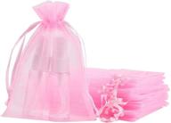 🎁 100-piece organza gift jewelry mesh bags: 5x7 inch pink drawstring set for baby showers, birthdays, christmas, anniversaries, and more logo