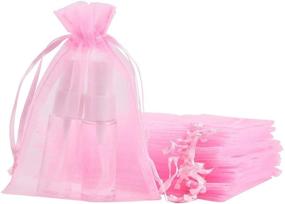 img 4 attached to 🎁 100-Piece Organza Gift Jewelry Mesh Bags: 5x7 Inch Pink Drawstring Set for Baby Showers, Birthdays, Christmas, Anniversaries, and More