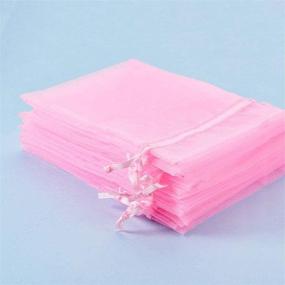 img 2 attached to 🎁 100-Piece Organza Gift Jewelry Mesh Bags: 5x7 Inch Pink Drawstring Set for Baby Showers, Birthdays, Christmas, Anniversaries, and More