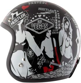 img 2 attached to 🏍️ HT50 Hustler Glossy Black Vegas DOT Approved Open Face Helmet - Unisex Adult Motorcycle Helmet for Men & Women, Bike ATV UTV Chopper Cruiser Skateboard