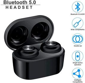 img 3 attached to 🎧 Wireless Earbuds, Bluetooth 5.0 Hi-Fi Stereo Sound Headphones + Charging Case, TWS in-Ear Binaural Calls Headset - 33H Playtime, Sweatproof Earphones, Noise Canceling w/Mic for Sports Run