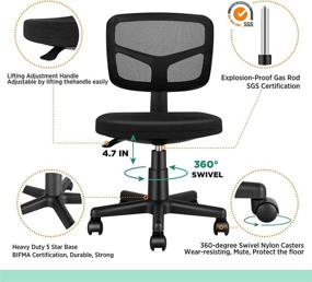 img 1 attached to 🪑 MOLENTS Armless Task Office Chair with Mesh Lumbar Support - Ergonomic Computer Chair for Small Spaces, Adjustable Swivel Home Office Chair, Easy Assembly, Mid Back, No Armrests