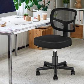 img 4 attached to 🪑 MOLENTS Armless Task Office Chair with Mesh Lumbar Support - Ergonomic Computer Chair for Small Spaces, Adjustable Swivel Home Office Chair, Easy Assembly, Mid Back, No Armrests