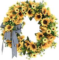 🌻 decorazy 20 inch sunflower wreath: stunning fall decor for front door—handcrafted autumn wreath with artificial sunflowers логотип