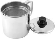 🍳 tebery stainless steel oil strainer pot: 1.9 quart container for kitchen cooking, frying & bacon fat - fine mesh strainer & lid included logo