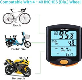 img 1 attached to 🚴 RISEPRO Wireless Bike Computer, Waterproof Bicycle Speedometer Odometer with Backlight, Multi-function 4 Line Display - Model YT-813