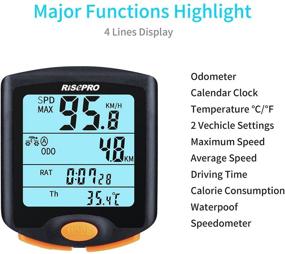 img 2 attached to 🚴 RISEPRO Wireless Bike Computer, Waterproof Bicycle Speedometer Odometer with Backlight, Multi-function 4 Line Display - Model YT-813