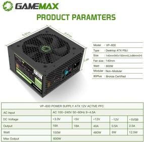 img 2 attached to 600W Power Supply with ECO 💡 Mode, 80+ Bronze Certified - GAMEMAX VP-600