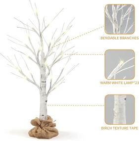 img 2 attached to 🌳 Monsense Artificial Branches Tree Decoration 24 Inch Pre-lit Birch Tree Light with Timer: Perfect Tabletop Home Decor Lighting