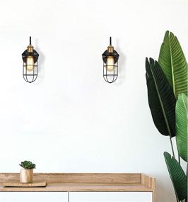 img 1 attached to 🏡 Hamilyeah Farmhouse Wall Sconces: Industrial Hardwired Lighting Fixture with Cage Shade - Set of 2, Gooseneck Black and Gold Wall Light for Bathroom, Bedroom, Living Room - UL Listed