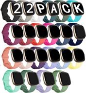 🌈 22 pack fitbit versa 3 sport band accessories watchbands - classic colorful replacement bands with buckle for fitbit versa 3 smartwatch (22 pack, small) logo