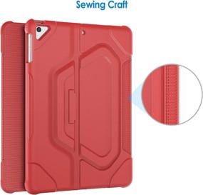 img 2 attached to 🔴 Red JETech Case for iPad 9.7-inch (2018/2017 Model, 6th/5th Generation) - Double-fold Stand, Shockproof TPU Back Cover, Auto Wake/Sleep Function