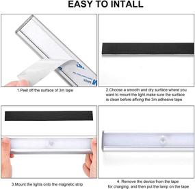 img 1 attached to 🔆 Enhance your Space with LED Under Cabinet Lighting - Motion Sensor, USB Rechargeable, 3 Color Modes - Ideal for Stairs, Hallways, and Kitchens - 3-Pack