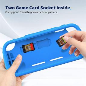 img 2 attached to Fintie Kids Case for Nintendo Switch Lite 2019 - [Ultralight] [Shockproof] Ergonomic Grip, Blue Protective Cover with Kids Friendly Grip Case for Switch Lite Console, 2 Card Slots