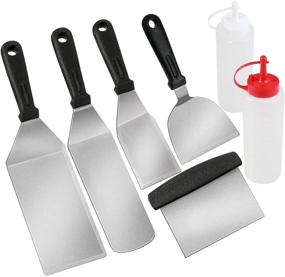 img 4 attached to POLIGO 7PCS Outdoor Griddle Accessories Kit - Commercial Grill Accessories Set for Flat Tops, Hibachi Grill & Camping - Professional Metal Spatulas for Cooking