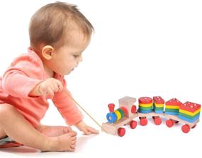 img 3 attached to 🚂 Привлекательные деревянные игрушки для малышей с сортировщиком форм и составными элементами - Веселые Маленькие Игрушки - Образовательные игрушки для мальчиков и девочек от 1 до 3 лет.