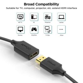 img 1 attached to 🔌 QGeeM HDMI удлинительный кабель 3 фута, 4K HDMI 2.0 удлинитель мужской-женский кабель - поддерживает 3D, Full HD, 2160p - совместим с Roku Fire Stick, ноутбуком, PS4, HDTV, монитором, проектором - удлинитель порта HDMI