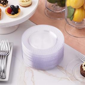 img 2 attached to 💎 100 Clear Plastic Plates - 6.25 Inch Disposable Plates, Elegant Dessert & Appetizer Plates for Parties, Weddings, and Events [Diamond]