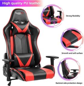 img 3 attached to 🎮 Kasorix Red Gaming Chair-8562RED: Premium Leather High Back Executive Gamer Chair with Adjustable Armrest, Breathable Design