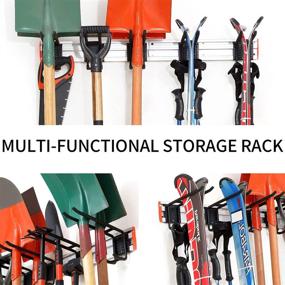 img 1 attached to 🎿 Aluminum Ski Storage Rack: Organize 6 Pairs of Skis with Garage Wall Mounted Ski Rack - Padded Hooks; Holds up to 300 lbs.