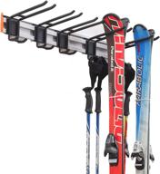 🎿 aluminum ski storage rack: organize 6 pairs of skis with garage wall mounted ski rack - padded hooks; holds up to 300 lbs. logo