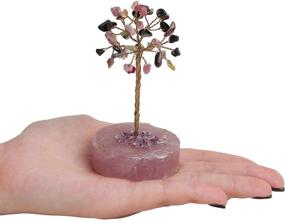 img 1 attached to 🌳 AMOYSTONE Feng Shui Crystal Tree Multi-Colorful Tourmaline Natural Round Rose Quartz Base - Enhance Life Luck with Small, Tall 3.5" Tree