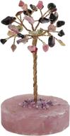 🌳 amoystone feng shui crystal tree multi-colorful tourmaline natural round rose quartz base - enhance life luck with small, tall 3.5" tree логотип