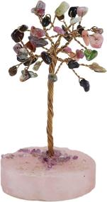 img 3 attached to 🌳 AMOYSTONE Feng Shui Crystal Tree Multi-Colorful Tourmaline Natural Round Rose Quartz Base - Enhance Life Luck with Small, Tall 3.5" Tree