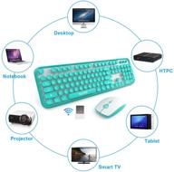 🖥️ sades v2020 wireless retro style keyboard and mouse sets - white blue with round keycaps and 2.4ghz dropout-free connection mouse, adjustable dpi, long battery life - compatible with windows, notebook, pc logo