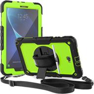 📱 timecity galaxy tab a 10.1 case 2016, sm-t580 t585 t587 release tablet. full-body case with rotation kickstand, hand strap, s pen holder. built-in screen protector - black+green logo