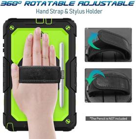 img 2 attached to 📱 Timecity Galaxy Tab A 10.1 Case 2016, SM-T580 T585 T587 Release Tablet. Full-Body Case with Rotation Kickstand, Hand Strap, S Pen Holder. Built-in Screen Protector - Black+Green