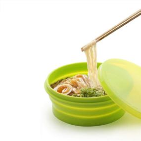 img 4 attached to 🥣 IYYI ME.FAM 800ML Silicone Collapsible Bowl with Lid - Folding Travel Bowl for Camping, Hiking, Heat Resistant and Expandable