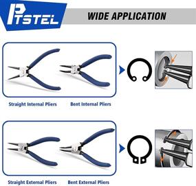 img 2 attached to Набор тангенциальных зубчатых клещей PTSTEL 4-шт. на 7 дюймов - комплект для легкого снятия и установки кольцевых замков, с прямым и изогнутым зубцами - включает портативную сумку для хранения.