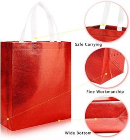 img 2 attached to 👜 16pcs Glossy Reusable Non-Woven Tote Bags: Foldable Grocery Shopping Bags with Handles