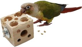 img 3 attached to QBLEEV Bird Wooden Block Chewing Toy: Tabletop Puzzle Foraging Toy for Parrots, Hamsters, Guinea Pigs, and More!