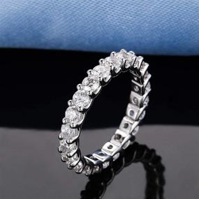 img 3 attached to GEMSME 18K White Gold Plated Cubic Zirconia Eternity Bands 💎 Stackable Rings 3.0mm - Ideal Rings for Women with Outstanding Sparkle