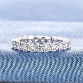 img 2 attached to GEMSME 18K White Gold Plated Cubic Zirconia Eternity Bands 💎 Stackable Rings 3.0mm - Ideal Rings for Women with Outstanding Sparkle