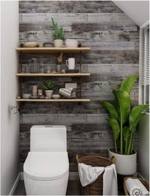 img 2 attached to 🏠 HaokHome 92048-1 Peel and Stick Wood Plank Wallpaper Shiplap 17.7in x 9.8ft Grey Vinyl - Easy Self-Adhesive Décor Solution