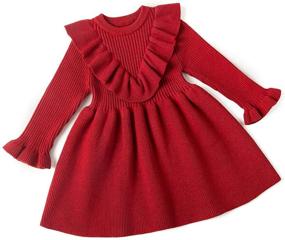 img 4 attached to 👗 Apricot Apparel & Accessories: Curipeer Sweater Designer Dresses for Baby Girls