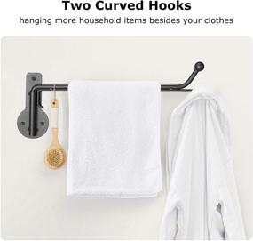 img 2 attached to 👗 2-Pack Black Wall Mounted Clothes Hanger with Swing Arm Holder - Space Saver Organizer for Closet, Bathroom, Bedroom, Laundry Room - Metal Hanging Drying Rack Valet Hook by HOUSE