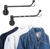 👗 2-pack black wall mounted clothes hanger with swing arm holder - space saver organizer for closet, bathroom, bedroom, laundry room - metal hanging drying rack valet hook by house логотип